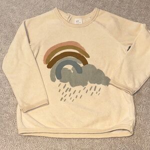 H&M Off White 3T Terry Sweatshirt w/ Rainbow, Cloud & Rain Print
